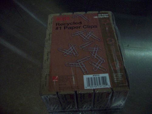 ACCO Recycled  #1   paper Clips     20 Boxes of  100     SAVE OUR PLANET