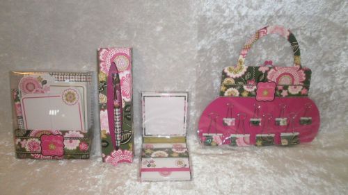 Vera bradley desk office set olivia pink pen notes stickies binder clips  nwt for sale
