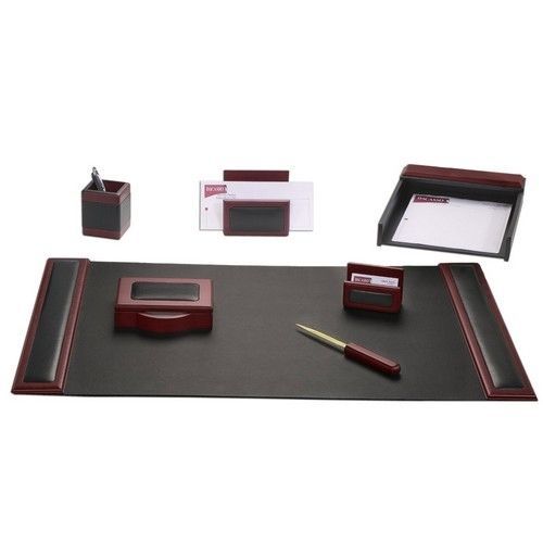 Dacasso Rosewood &amp; Leather 7-Piece Desk Pad Kit - DACD8004 - 7 / Kit