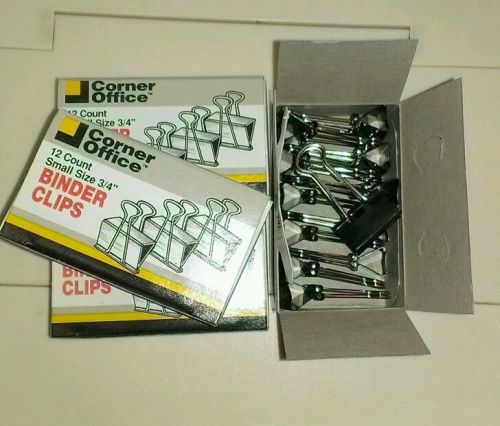 48 New Office Small 3/4&#034; Binder Clips 12 per box 4 Boxes Metal Taiwan