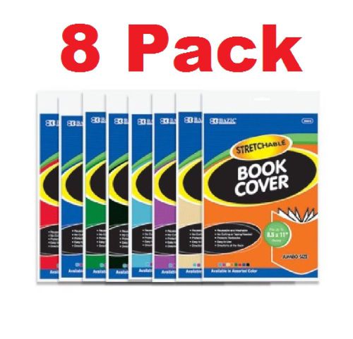 8 Packs 8.5&#034; X 11&#034; Jumbo Stretchable Fabric Book Covers, ( colors may vary )