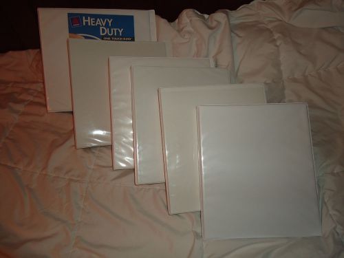 Lot of 6 White Binders Misc Sizes 1/2&#034;, 1&#034;, 1-1/2&#034; &amp; 2&#034; Heavy Duty Durable New