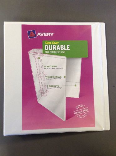 New- Avery Clear Cover Durable 1&#034; White Binder- FREE SHIPPING
