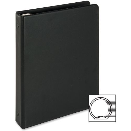 Business Source Ring Binder - 8.50&#034;x5.5&#034; - 1&#034; -Vinyl - Black - 1 Ea - BSN28523