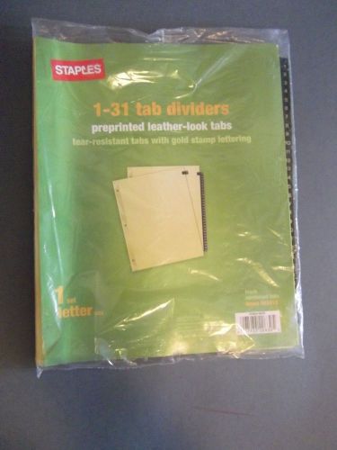 Staples Leather Look Pre-Printed Letter Size Dividers. Set of 31. NIP
