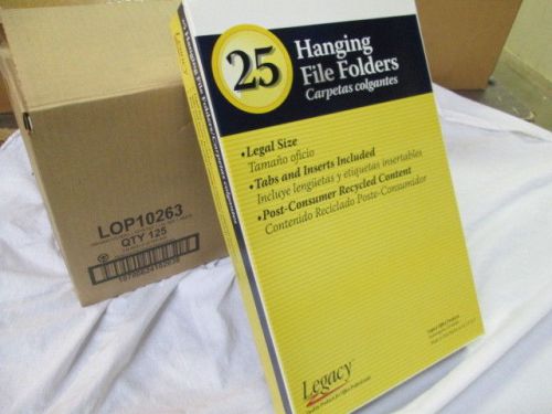 One Case of 125 Legacy LOP10263 Green Hanging File Folders 1/5 Cut