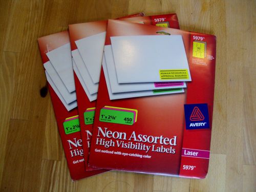 3 packages of Avery Neon assorted high visibility labels