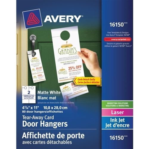 Avery door hanger with tear-away cards - white - 50 / pack for sale