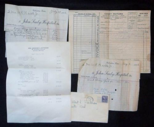 Letterheads, hospital, Colby motors, 1946 dance receipt