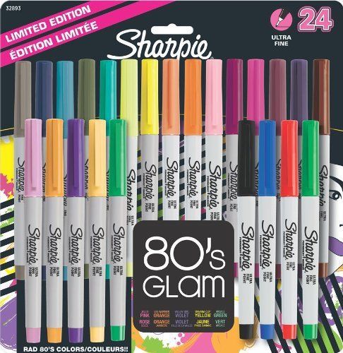 NEW Sharpie Permanent Markers Ultra Fine Point 80&#039;s Glam 24-pk Fast Ship