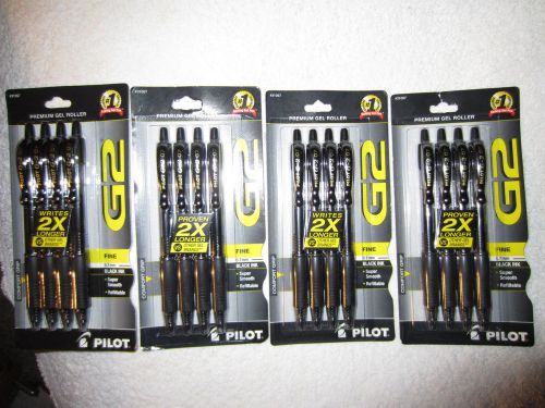 16 Pilot G2 Black Fine Point Pen 0.7mm Gel Ink (4pk x4)         Sealed &amp; New