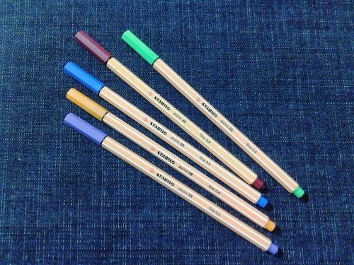 10 stabilo point 88 fine 0.4 fineliner pens - 2 sets of 5 colors (in bulk) for sale