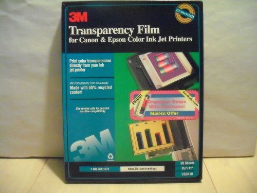 Printable 3M Transparency Film 8 1/2&#034; X 11&#034; Sheets CG3410 50 Film Sheets in Box