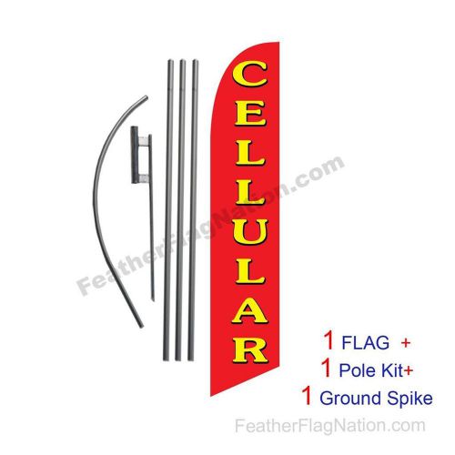 Red Cellular Feather Banner Swooper Flag Kit with pole+spike
