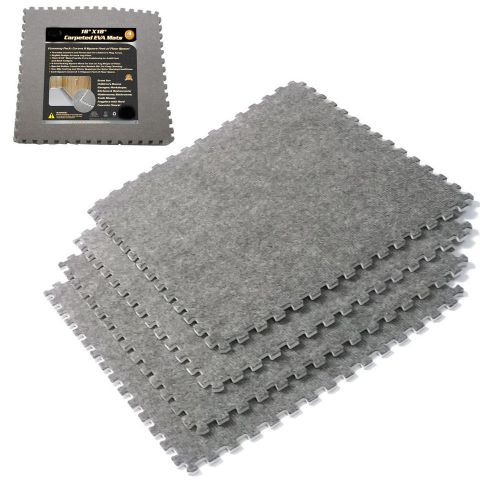 Carpet Interlocking Floor Tiles Carpeted Top Foam Eva Floor Mat 54 SQ FT 18 x 18