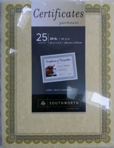 Southworth Pre-Printed Gold Parchment Paper Certificates 8.5 x 11! For Awards!