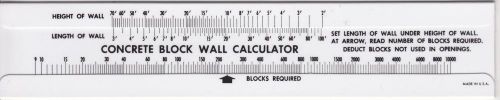 Concrete Block Wall Calculator Estimator Slide Rule Calculates CMU Qty for wall