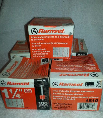 Lot of 5 Ramset 1510 1 1/4&#034; fastner pins 100 Quantity
