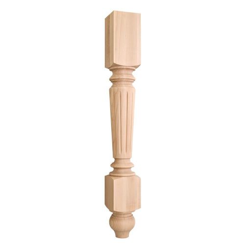 Fluted turned wood post (island leg)-  4-1/2&#034; x 4-1/2&#034; x 35-1/2&#034;  - #p16 for sale