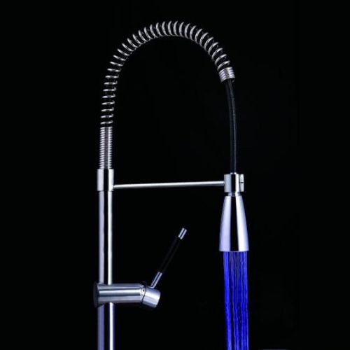 Modern led pull-out sprayer kitchen faucet tap in chrome finished free shipping for sale