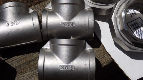 Pipe fitting 2&#034;-150 threaded pipe 3 way tee ,304 stainless new. for sale