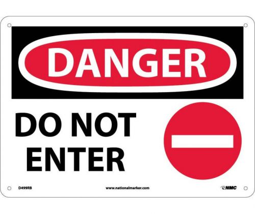 Nmc d499rb danger safety sign - danger do not enter 10&#034;x14&#034; rigid plastic for sale