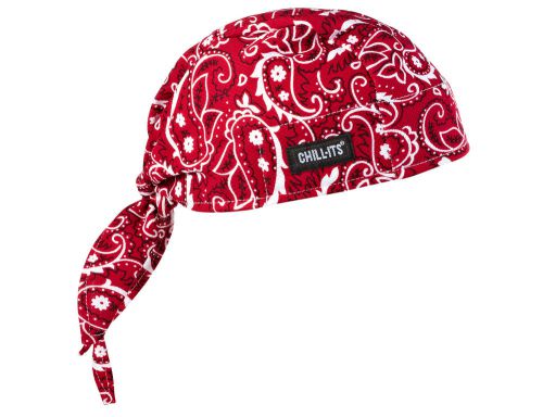 Ergodyne chill-its 12479 6615 high-performance dew rag,one size,red western-each for sale