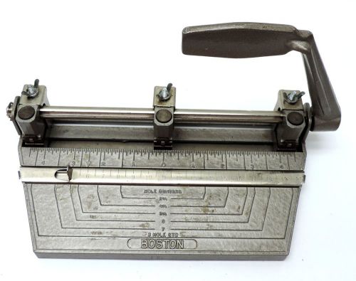 Vintage Boston Metal 3 HOLE Lever Handle Paper Punch USA