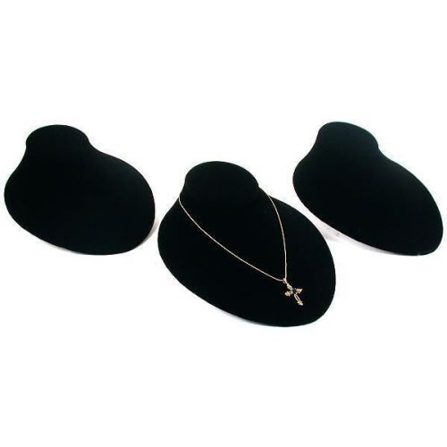 3 Black Velvet Necklace Chain Bust Showcase Displays