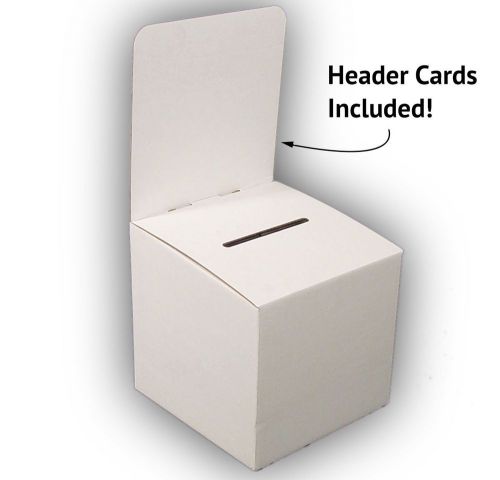 Corrugated Ballot Box, White, 10&#034;x10&#034;x9&#034;, (Bundle of 10),Voting Suggestion Boxes