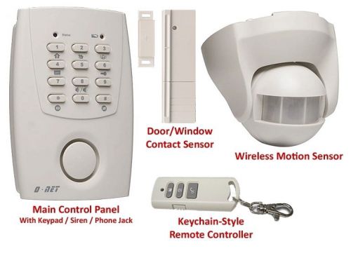 Ez security alarm system with auto phone dialer + siren + wireless motion sensor for sale