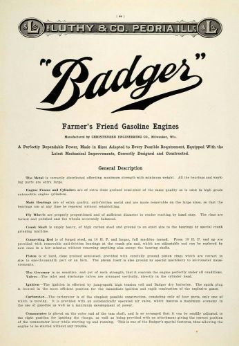1912 Ad Badger Farmers Friend Gasoline Engines Christensen Engineering LAC2