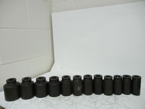 SET OF 12 ARMSTRONG USED 3/4&#034; DRIVE IMPACT SOCKETS 1&#034; TO 1 15/16&#034;