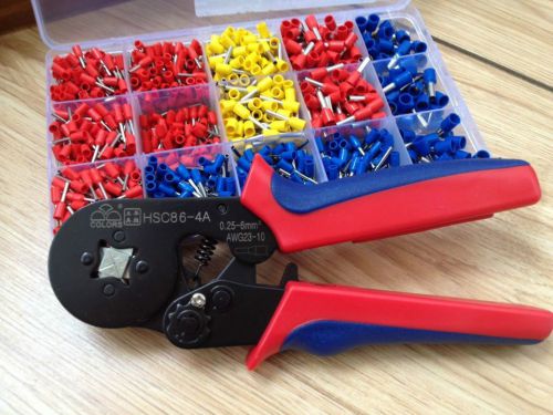 Mixed 1000 piece wire ferrules  kit +0.25-6mm2 crimper tool fasen hsc8 6-4a /b for sale