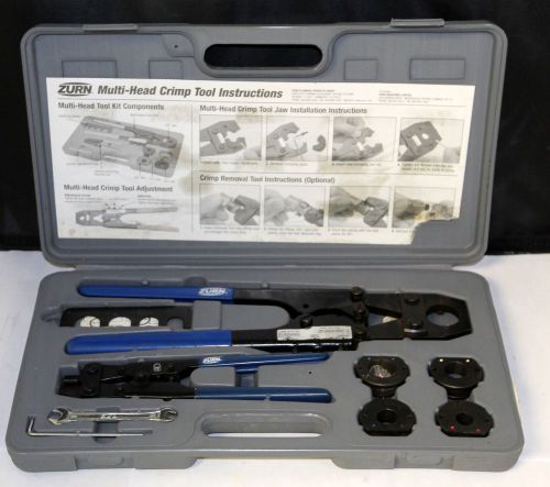 Zurn pex qcrtmh multi-head crimp tool kit set with 3/8&#034; 1/2&#034; 5/8&#034; 3/4&#034; jaw sets for sale