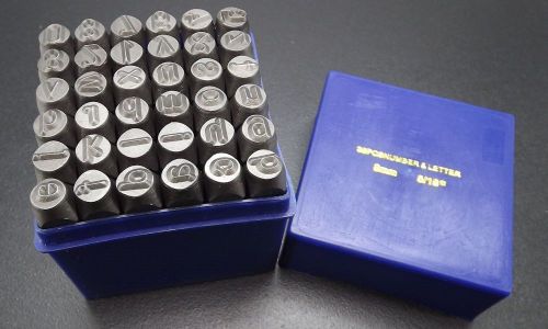 8MM Metal Alphanumeric punch stamps 36 PIECE NEW box set SMALL LETTERS 5/16&#034;