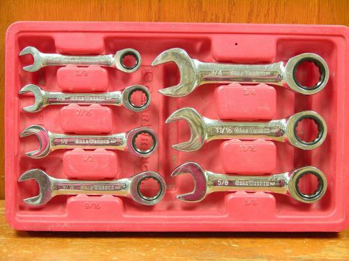 GearWrench 9507 SAE Stubby Ratcheting GearWrench Set 7 Pc in Sizes 3/8&#034; - 3/4&#034;