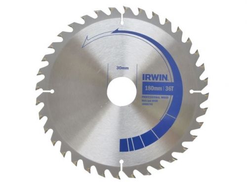 Irwin Wood Cut Circular Saw Blade 180mm x 30 / 20 &amp; 16mm bore x 36 Teeth TCT