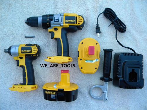 New dewalt dcd970 18v hammer drill,dc820 1/2&#034; wrench,2 dc9096 battery,charger 18 for sale