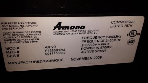 Amana AXP20 Convection Oven --  works and looks great!