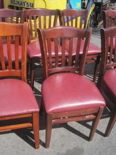Wood Frame with Red/Burgundy Padded Seat Chairs