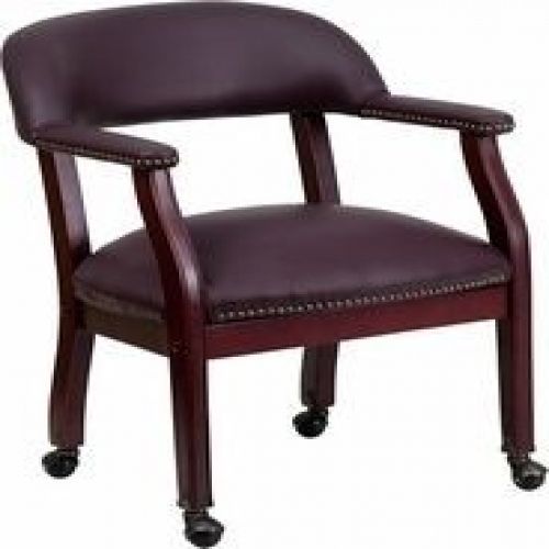 Flash Furniture B-Z100-LF19-LEA-GG Burgundy Leather Conference Chair with Caster