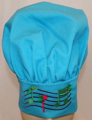Festive Christmas Music &amp; Holiday Notes Turquoise Chef Hat Holly Holiday Kitchen
