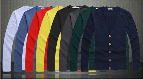 Long-sleeved V-neck sweater knit cardigan sweater Slim Men&#039;s sweaters