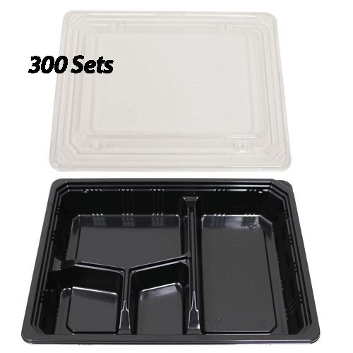 Bento Boxes 9.5&#034; x 7&#034; x 1.8&#034; (300 Sets) Plastic Bento Box/Takeout/To Go