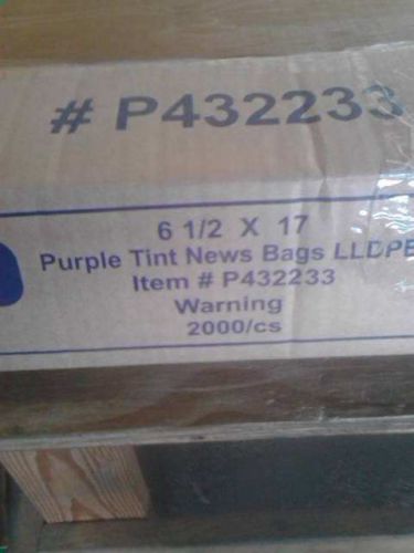 1 BOX of 2000 count 6 1/2&#034; x 17&#034; PURPLE  poly newspaper bags plastic