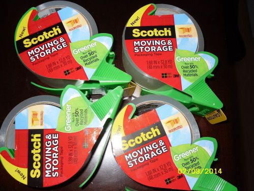 FOUR~Scotch Greener Moving/Storage Packaging Tape - 1.88&#034; Width X 32.80 Yds