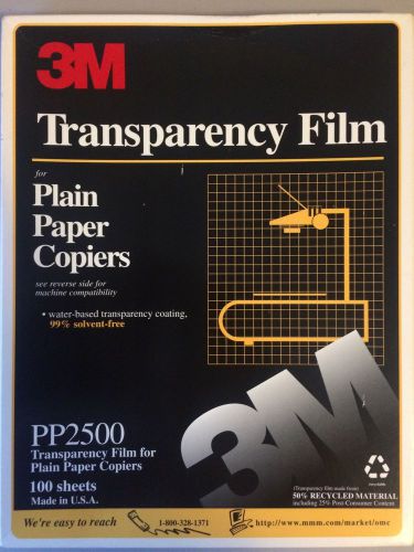 3M PP2500 Transparency Film For Copiers 69 Sheets 8 1/2&#034; x 11&#034; Open Box