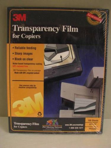 3M PP2500 Transparency Film For Copiers 100 Sheets 8 1/2&#034; x 11&#034; (NEW &amp; SEALED)