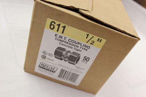 100- NIB REGAL FITTINGS EMT COMPRESSION COUPLING 611 1/2&#034; - 2 BOXES OF 50